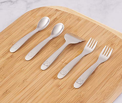 image for Kiddobloom Baby Stainless Steel Utensil Set, Frog Model, High Grade St