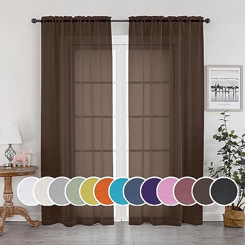 OWENIE Sheer Curtains 63 inch Panels