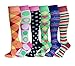 6 Pairs Women's Fancy Design Multi Colorful Patterned Knee High Socks