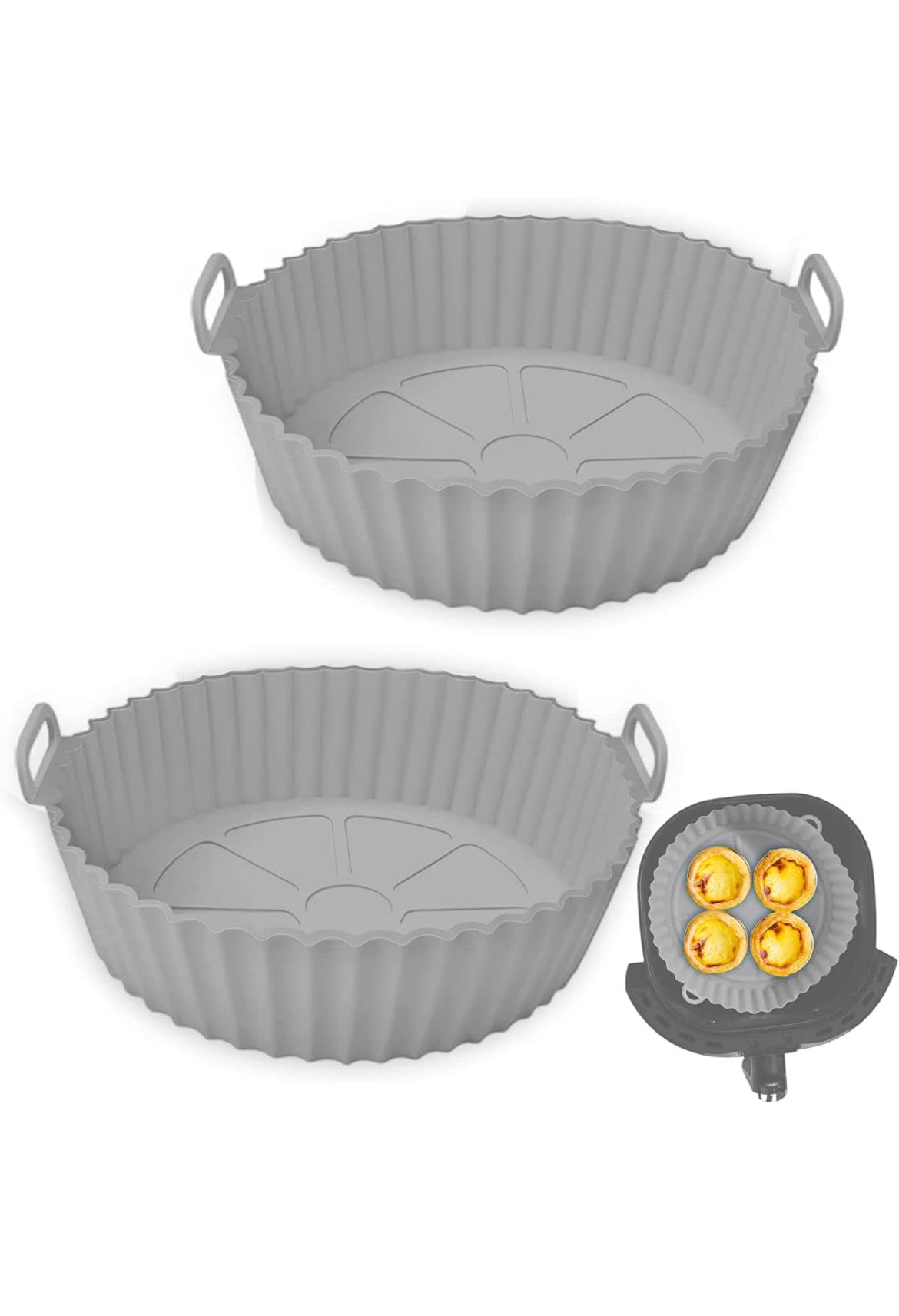 2 Pack Grey Air Fryer Baking Liners 7.8 inches Compatible with Ninja, Phillips, Breville