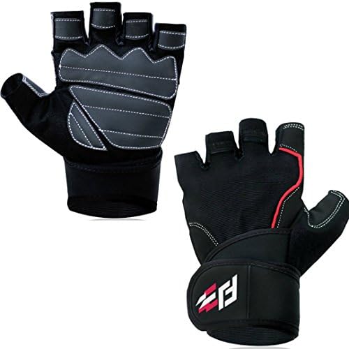 Fit jab Weightlifting Gloves With Wrist Wraps For Powerlifting, Weight Training, CrossFit ,Anti-Slip Corrugated Technology Premium Quality For Men &amp; Women-1 Year Warranty