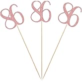 Rose Gold 86th Glitter Birthday Centerpiece Sticks, 12-Pack Number 86 Table Topper Anniversary Party Decorations