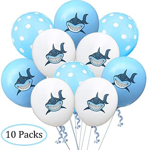 Shark Party Latex Balloons - Summer Ocean/Under the Sea Baby Shower/Birthday Party Decorations Supplies(10 Packs)