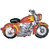 Flaming Red Motorcycle Jumbo 45" Foil Party Balloon