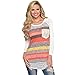 Sannysis Women Loose Stripes Lace Pocket O-neck Shirt Tops Blouses