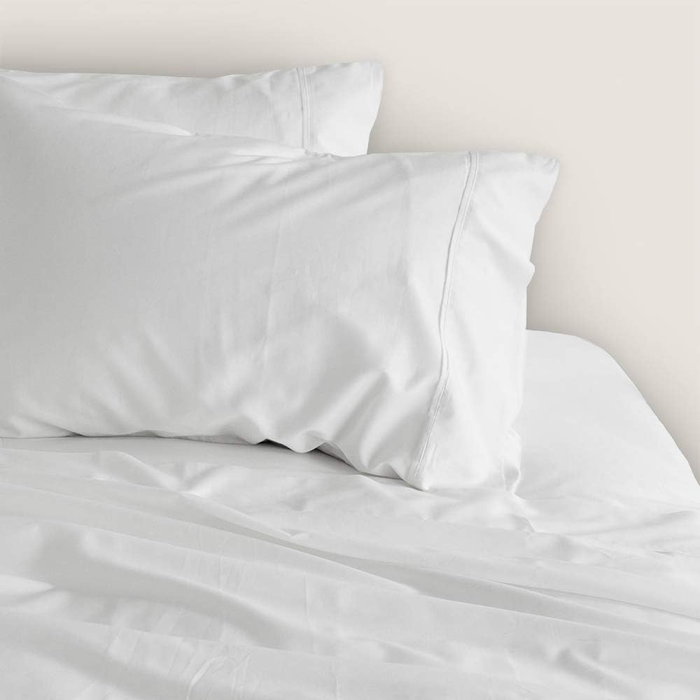 800 Thread Count Bed Sheet Set 4-Piece - 100% Extra-Long Staple Pure Cotton Sheets - Luxury Bedding - Fits Mattresses up to 16 inches deep - King Size, White Solid