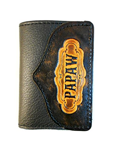 Hilltop Leather Company Mens Handcrafted Leather Trifold Wallet Papaw