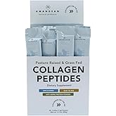 AMANDEAN Collagen Peptides Powder Packets | 30 Individual Stick Packs | Grass-Fed Hydrolyzed Collagen Protein | Unflavored, Easy to Mix | Travel Friendly | Promotes Healthy Gut, Skin, Hair, Nails.