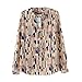 PanDaDa Women Tops Geometric Button Down Shirt Long Sleeve OL Blouse Vintage