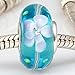 Sky Blue Flower Glass Bead 925 Sterling Silver Charm Clear Charm Murano Charm Friend Charm Friendship Charm Birthday Charm for DIY Bracelets