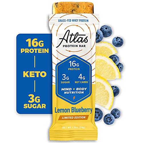 Atlas Mind + Body Keto Protein Bar Lemon Blueberry Keto Bars Low