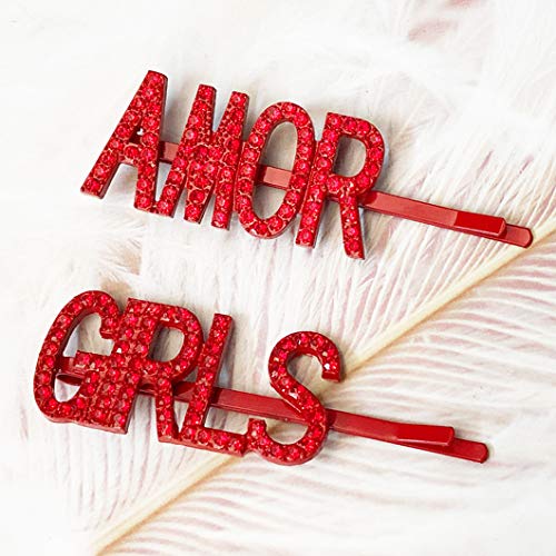 image for Messen Red Words Hair Clips Bling Luxury Crystal Rhinestones Letters H