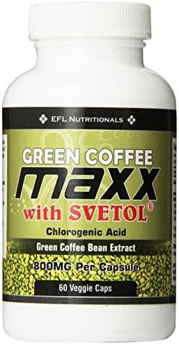 Green Coffee Maxx with Svetol 800mg Per Capsule 30 Day Supply 60 Count Vegicaps No Fillers by EFL Nutritionals