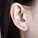 Ear Crawler Earrings Stainless Steel CZ Ear Crawlers Climbers Women Sweep Up Hoop Ear Cuff Pin Vine Wrap Studs Earrings 7 Stars Cubic Zirconia Crystal Pink Rhinestone Clip On Jewelry Golden Plated