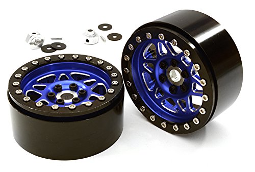 Integy RC Model Hop-ups C26762BLUE Billet Machined 12 Spoke Off-Road 2.2 Size Wheel (2) for 1/10 Rock Crawler