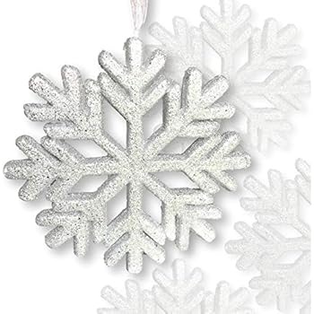 Amazon Com Large Snowflakes Set Of 10 White Glittered