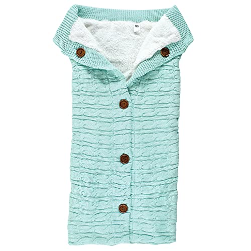 Hudson Baby Unisex Baby Sherpa Knitted Baby Lounge Stroller Wrap Sack, Mint, On…