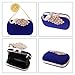 BMC Womens Elegant Rhinestone Peacock Clasp Velvet Cocktail Evening Handbag (Blue)