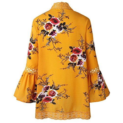 Women Lace Floral Open Cape Casual Coat Loose Blouse Kimono Jacket Cardigan - Thumbnail 3