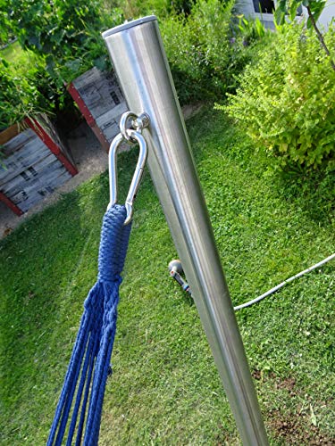Toldoro® Hängematten Mast Edelstahl Rostfrei & Wetterfest Ø70x3mm mit Öse - Länge 1,85m - Geeignet als Hängematten Aufhängung im Garten/Befestigung Hängematte – Bild 5