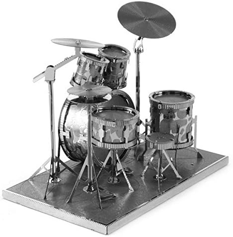 DIY 3D Puzzle Stainless Steel Assembly Model Drum Set Silver Color
