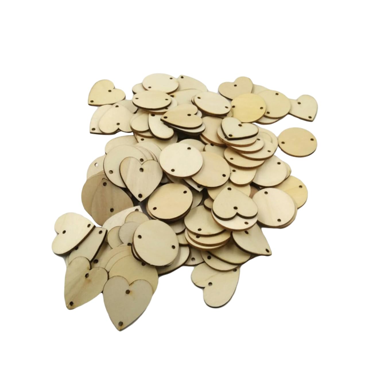 CORHAD 120Pcs Wooden Slices with Double for DIY Scrapbooking and Wedding Crafts Round Slices Heart Slices for Creative Projects and Personalization