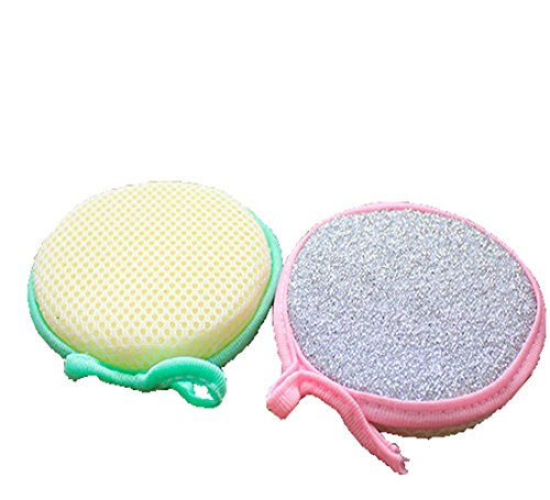 Sealike 2 Pcs Sponge Metallic Dishcloths Scrubber Scouring Pad Dish Cloth with Stylus