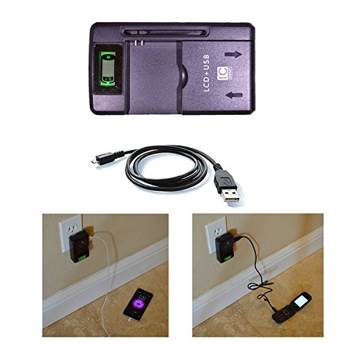 Samsung Galaxy Grand Prime LTE G530 G530H G530F G530T Universal Battery Charger + USB to MicroUSB Data /Charging Cable + Screen Protector, LCD Kit By Fortress (Universal Charger Plus Screen Protector)