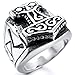 INBLUE Men's Stainless Steel Ring Silver Tone Black Size12