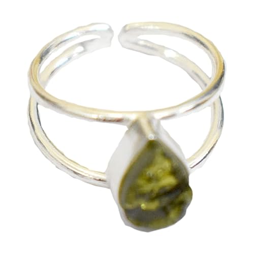 Gemstone Moldavite Ring, Crystal energy ring, high vibration