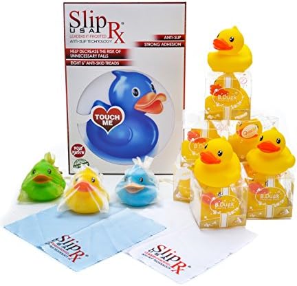 Non-Slip Bathtub or Shower Stickers Safety Adhesive Duck | Non-Toxic, Anti-Bacterial, Mold & Mildew Resistant, Large Surface Area - 6" Diameter | Rubber Ducky | Great Baby Shower Gift by SlipRx USA