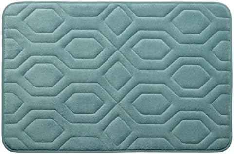 Fancy Embossed Honeycomb Pattern Micro Plush 20" x 32" Memory Foam Rug Bath Mat
