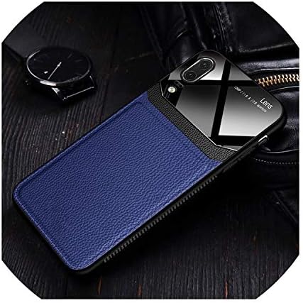 Phone Case Case for Huawei P20 Lite P20Lite Pro On Leather Mirror Glass Silicone Shockproof Phone Luxury Cute Case for Huawei P20 Pro,Blue