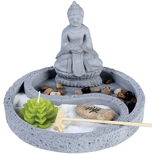 Mini Buddha Zen Stone Garden Create Harmony In Any Room w/ Yin &amp; Yang Design