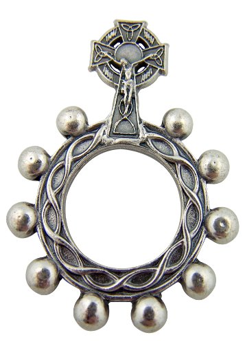 Silver tone irish celtic cross crucifix crown of thorns…