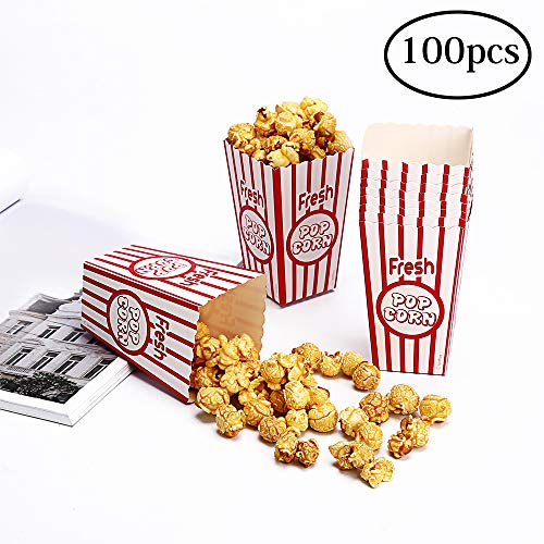 Movie Party Popcorn Boxes Food Grade - Striped Red and White - Popcorn Party Supplies for Movie Night, Festivals, Carnival Party Theme (100boxes) - Thumbnail 6
