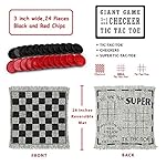 3-in-1-Giant-Checkers-Set-Calssic-Indoor-Outdoor-Yard-Games-for-Family-Fun-Parties-Giant-Board-Games-Including-Giant-Checkers-Rug-for-KidsTic-Tac-Toe-Game-with-Reversible-Rug