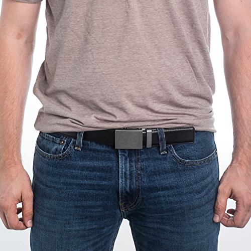 Mission Belt Men's Ratchet Belt - Iron Buckle / Black Leather, Large (36 - 38)
