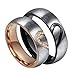 ROWAG 6MM Men Heart Shape Titanium Stainless Steel Couple Wedding Rings for Him and Her Women Cubic Zirconia CZ Inlaid Promise Engagement Bands,Women Size 6