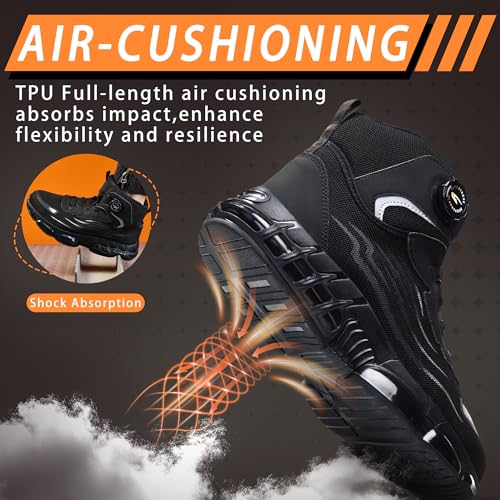 COOU Safety Boots for Men Women Lightweight Safety Shoes with Breathable Steel Toe Comfortable Non-Slip Work Boots