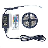 LTROP SMD 5050 RGB 300 LED Light Strip Kit, 16ft 5M Non-waterproof Flexible Strip Lights with Mini 44 Key Controller and 12V 5A Power Supply