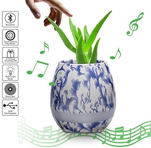 MBSSHI Direct Smart Flowerpot Music Plant Pot with LED Night Light Play the Piano Music &amp; Light Round Pot Rechargeable Wireless Playing(Without Plants)