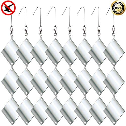 Bird Repellent Discs Set 24PCS Diamonds - Harmless Dual-Sided Reflective Bird Deterrent Discs - Effectively Scare All Birds Away Like Woodpeckers, Pigeons and Geese