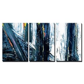 3 Piece Canvas Wall Art - Very Large Scale Original Abstract Painting on Canvas - Modern Home Art Stretched and Framed Ready to Hang - 16"x24"x3 Panels