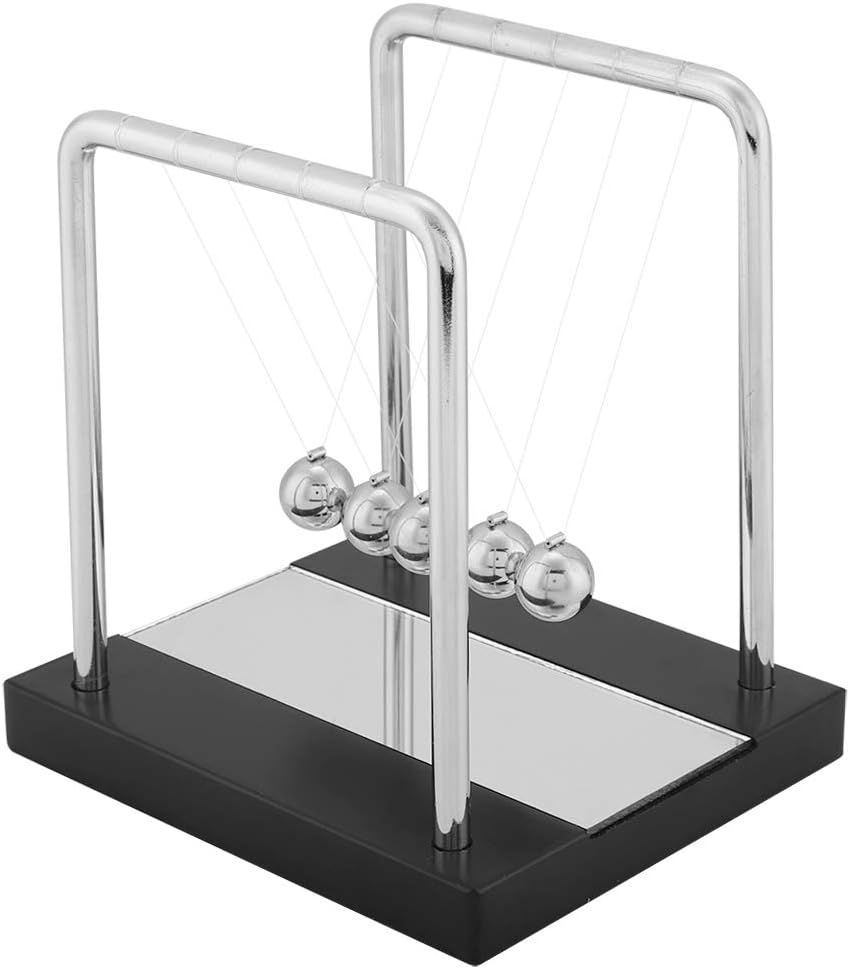 Balance Balls Toy With Mirror Newton's Cradle Balance Balls Wooden Base Art in Motion Toys for Kids Adults Physics Science Pendulum Ornaments Educational Toy Gift Home Office Desk