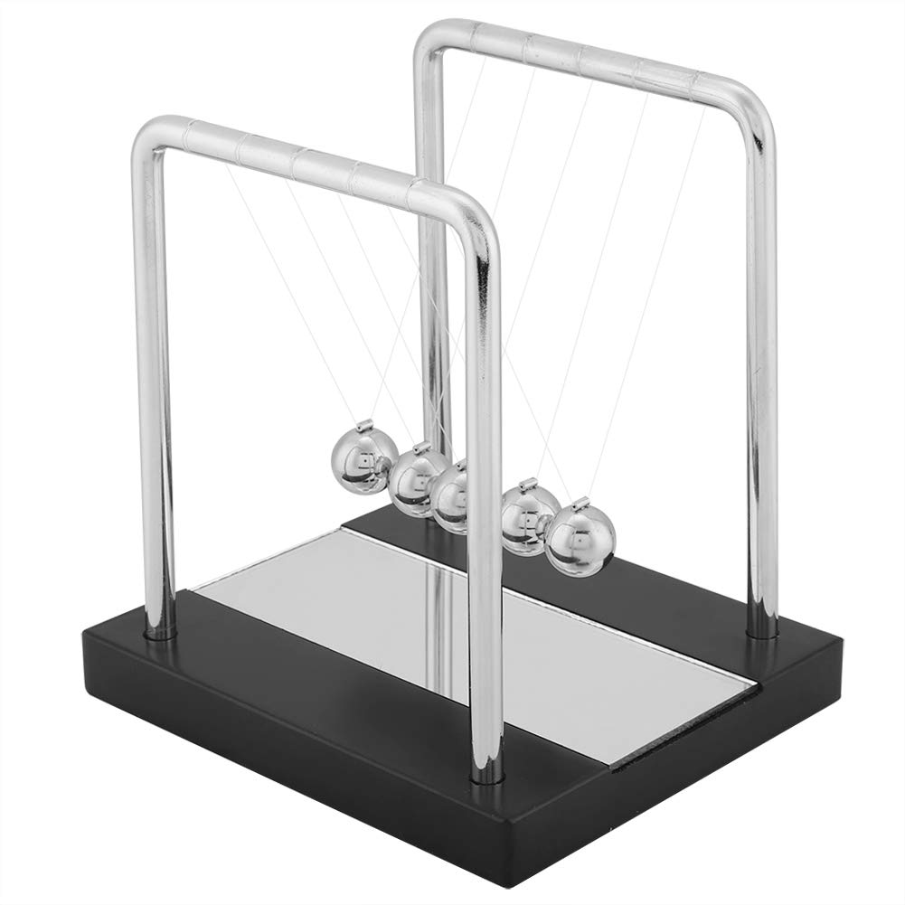 Balance Balls Toy With Mirror Newton's Cradle Balance Balls Wooden Base Art in Motion Toys for Kids Adults Physics Science Pendulum Ornaments Educational Toy Gift Home Office Desk