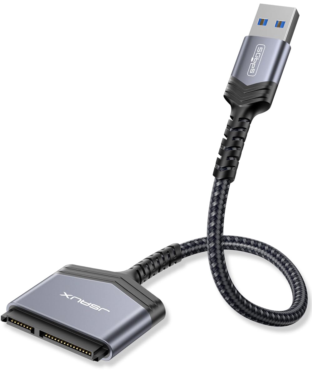 Photo 1 of JSAUX SATA to USB A Cable, USB A 3.0 to 2.5” SATA III Hard Drive Adapter Aluminum Shell Nylon Cord External Converter for SSD/HDD Data Transfer-Grey
