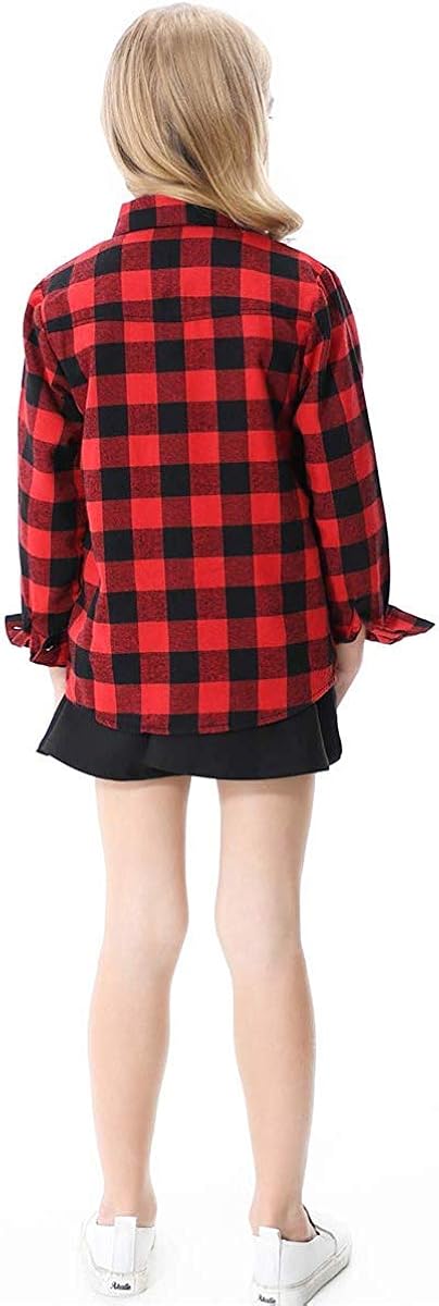 SANGTREE Girls' Women's Button Down Plaid Cotton Tops Shirt, 3 Months - US 2XL: Clothing