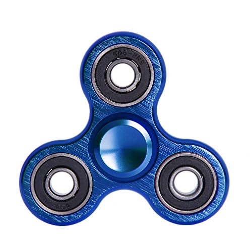 Fidget Finger Focus Spin Spinner Alloy Aluminum Bearing Stress Reducer & Hand Spinner Toy Rotate 3-5 Minutes (Blue)