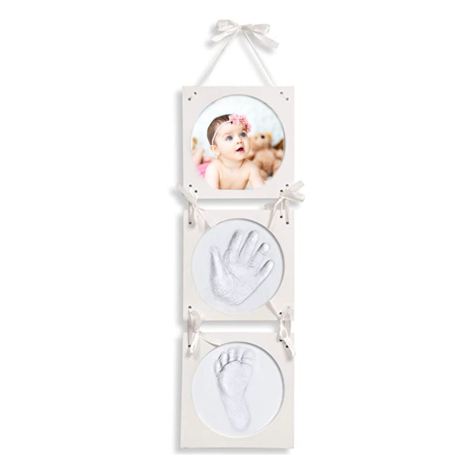 Smile Mind Baby Footprint Frame with Gift Box, Personalised Hand and Feet Photo Holder Kit Idea for Baby Registry Baby Christening or Girl